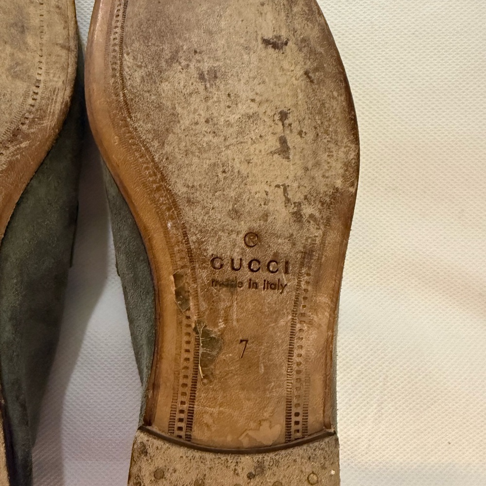 Gray Suede Loafers with Gold horsebit - Picture 5 of 6
